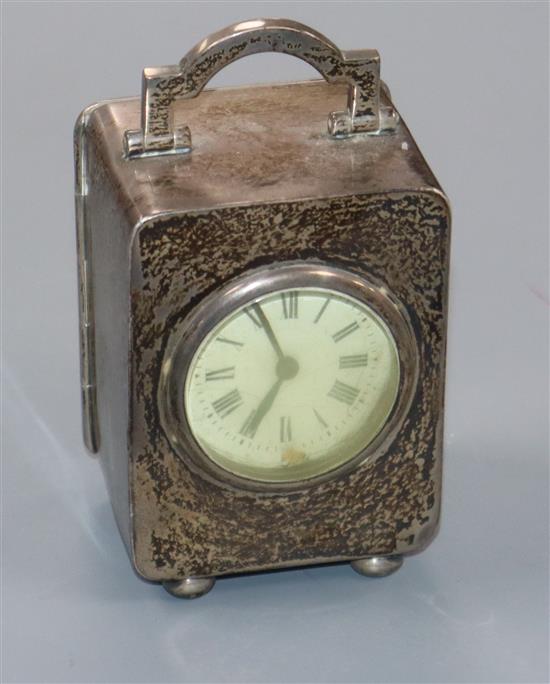 A George V silver carriage timepiece by Asprey & Co, London, 1918,
